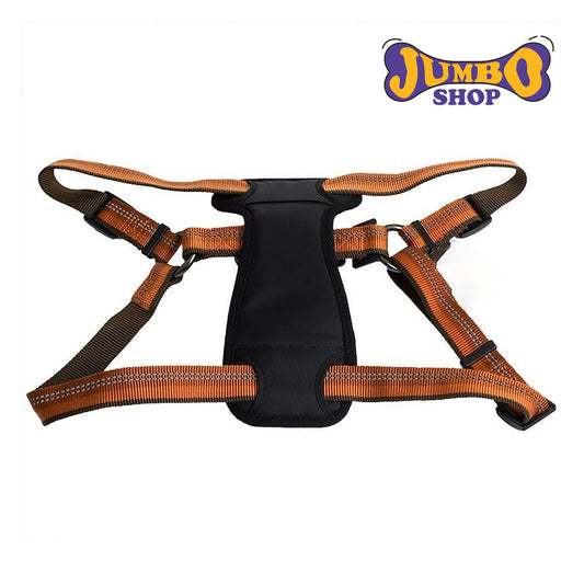 Jumbo Shop - Adjustable Padded Dog Harness - Campfire Orange - Fits 26"-38"